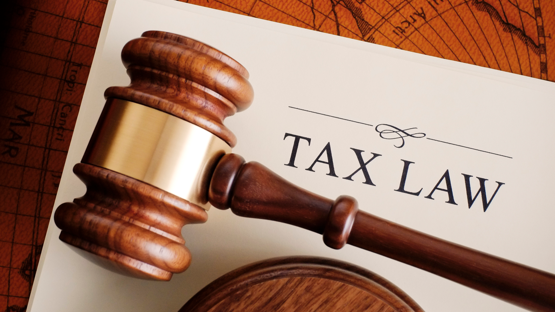 Tax law and wooden gavel