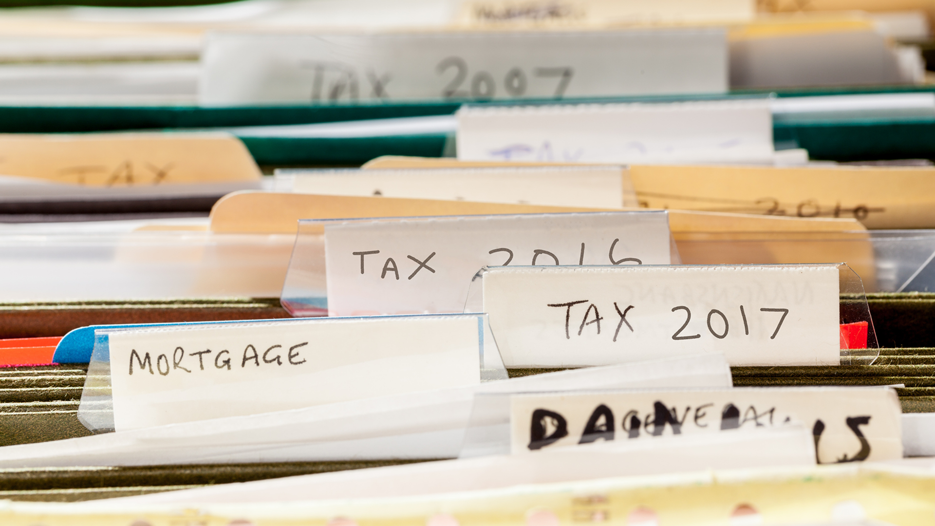 Various labeled document folders